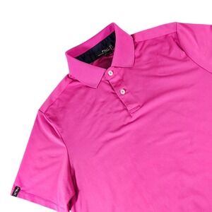 RLX Ralph Lauren Mens Medium Magenta Pink Performance Golf Polo Shirt Stretch M